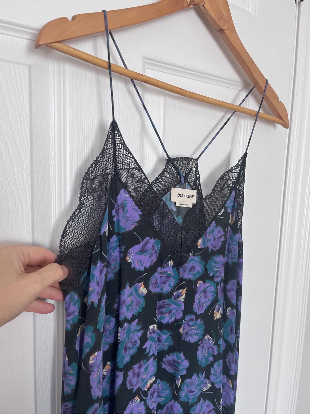 Zadig & Voltaire Risty Roses Lace-Trim High-Low Slip Dress - Picture 3 of 13